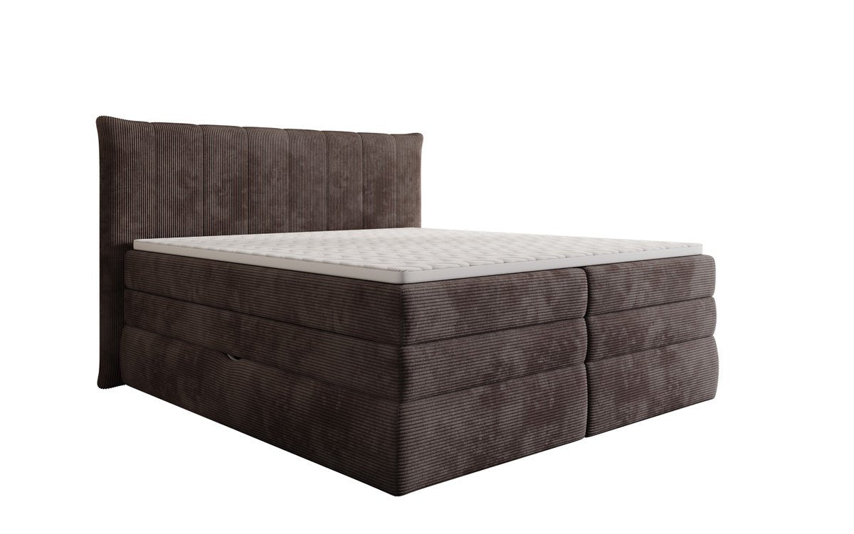 Luxuriöses Boxspringbett Stella: Cord Stoff, Integrierter Stauraum, Optimaler Schlafkomfort