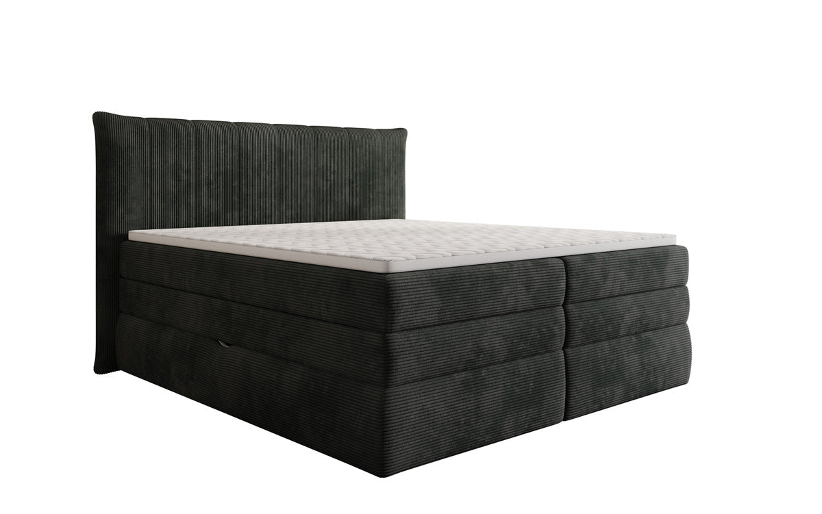 Luxuriöses Boxspringbett Stella: Cord Stoff, Integrierter Stauraum, Optimaler Schlafkomfort