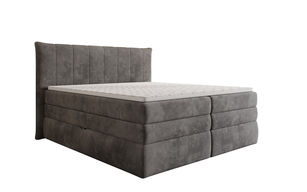 Luxuriöses Boxspringbett Stella: Cord Stoff, Integrierter Stauraum, Optimaler Schlafkomfort