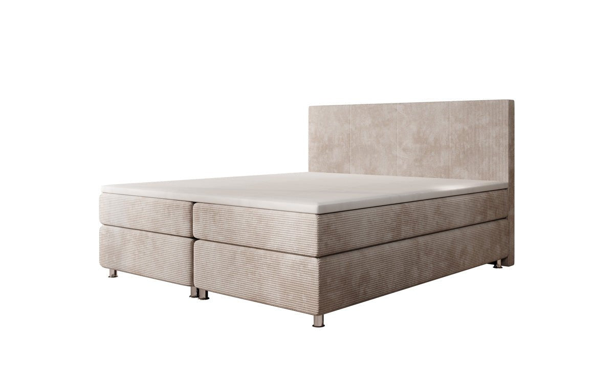 Boxspringbett Athene: Komfortabler Cordstoff, verschiedene Größen & Härtegrade für erholsamen Schlaf.