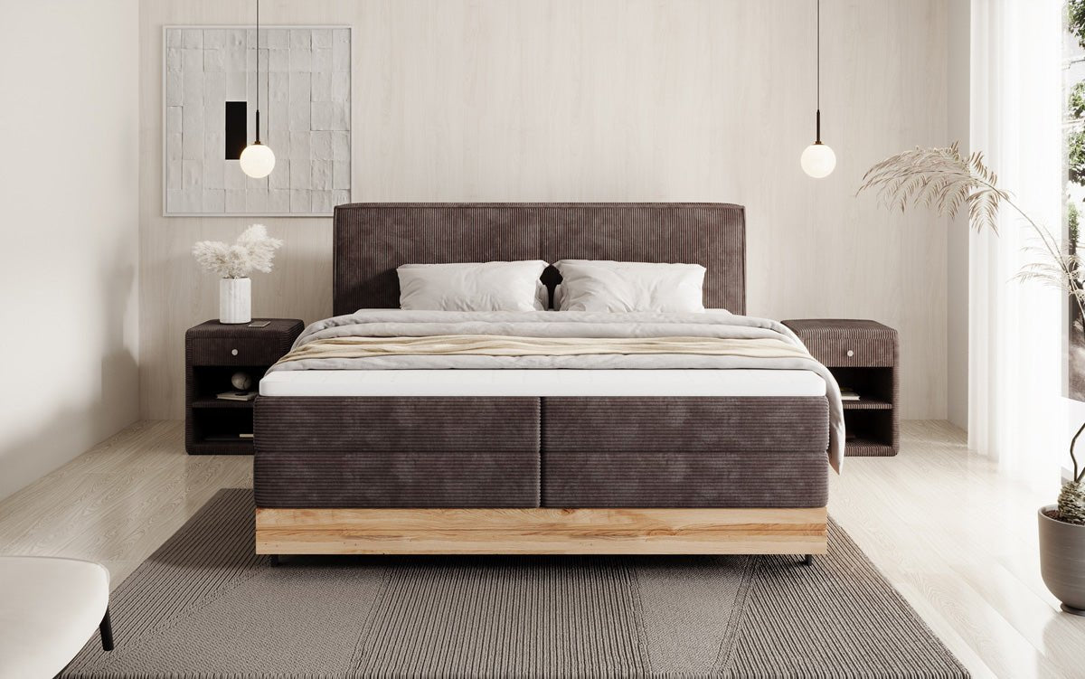 Elegantes Nero Boxspringbett: Komfort, Stauraum, LED-Beleuchtung, USB-Anschluss