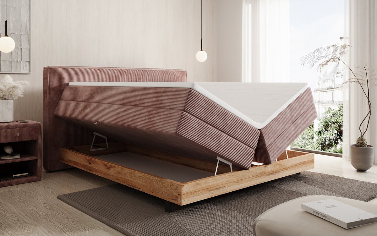 Elegantes Nero Boxspringbett: Komfort, Stauraum, LED-Beleuchtung, USB-Anschluss