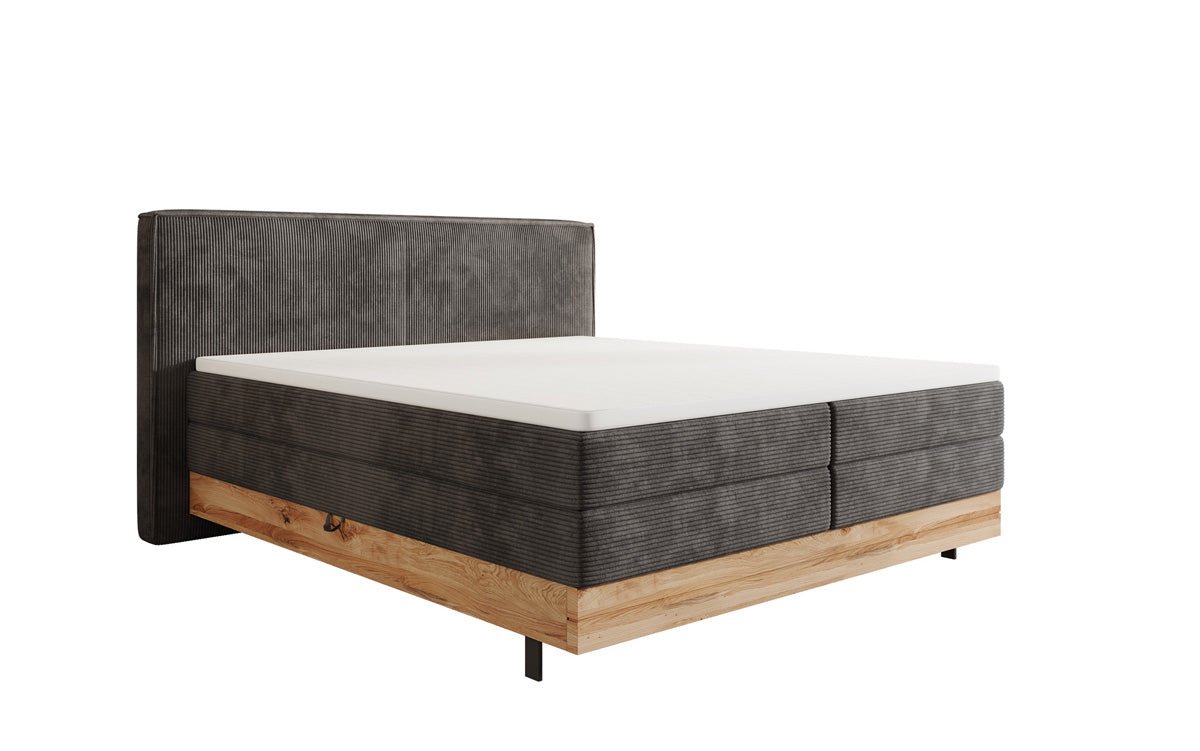 Elegantes Nero Boxspringbett: Komfort, Stauraum, LED-Beleuchtung, USB-Anschluss