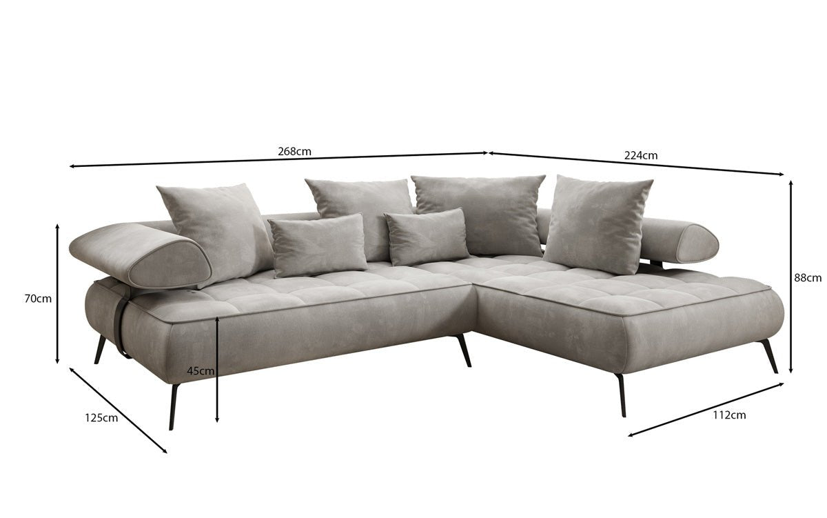Elegantes Designer L-Sofa Sydney: Elektrische Schlaffunktion, Samtbezug, Großzügiger Stauraum