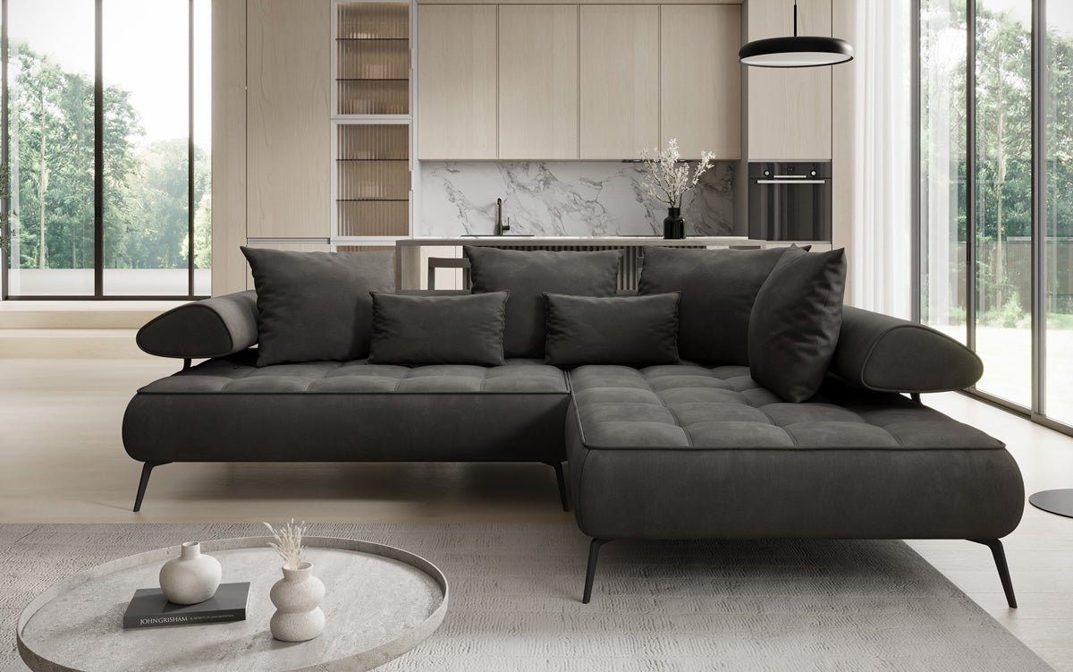 Elegantes Designer L-Sofa Sydney: Elektrische Schlaffunktion, Samtbezug, Großzügiger Stauraum
