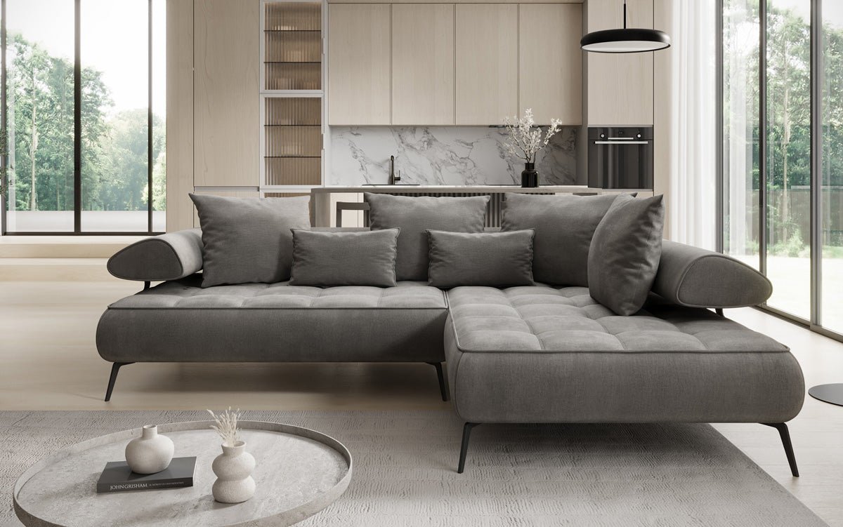 Elegantes Designer L-Sofa Sydney: Elektrische Schlaffunktion, Samtbezug, Großzügiger Stauraum