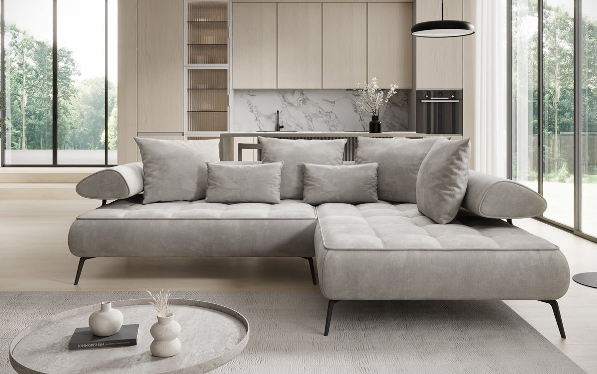 Elegantes Designer L-Sofa Sydney: Elektrische Schlaffunktion, Samtbezug, Großzügiger Stauraum