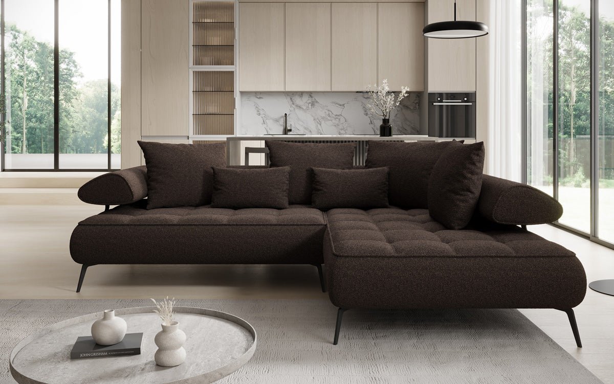 Luxuriöses Designer L-Sofa Sydney Bouclé mit Elektrischer Relaxfunktion & Stauraum