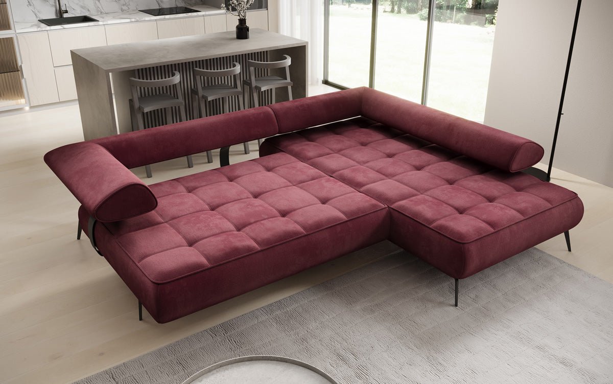 Elegantes Designer L-Sofa Sydney: Elektrische Schlaffunktion, Samtbezug, Großzügiger Stauraum