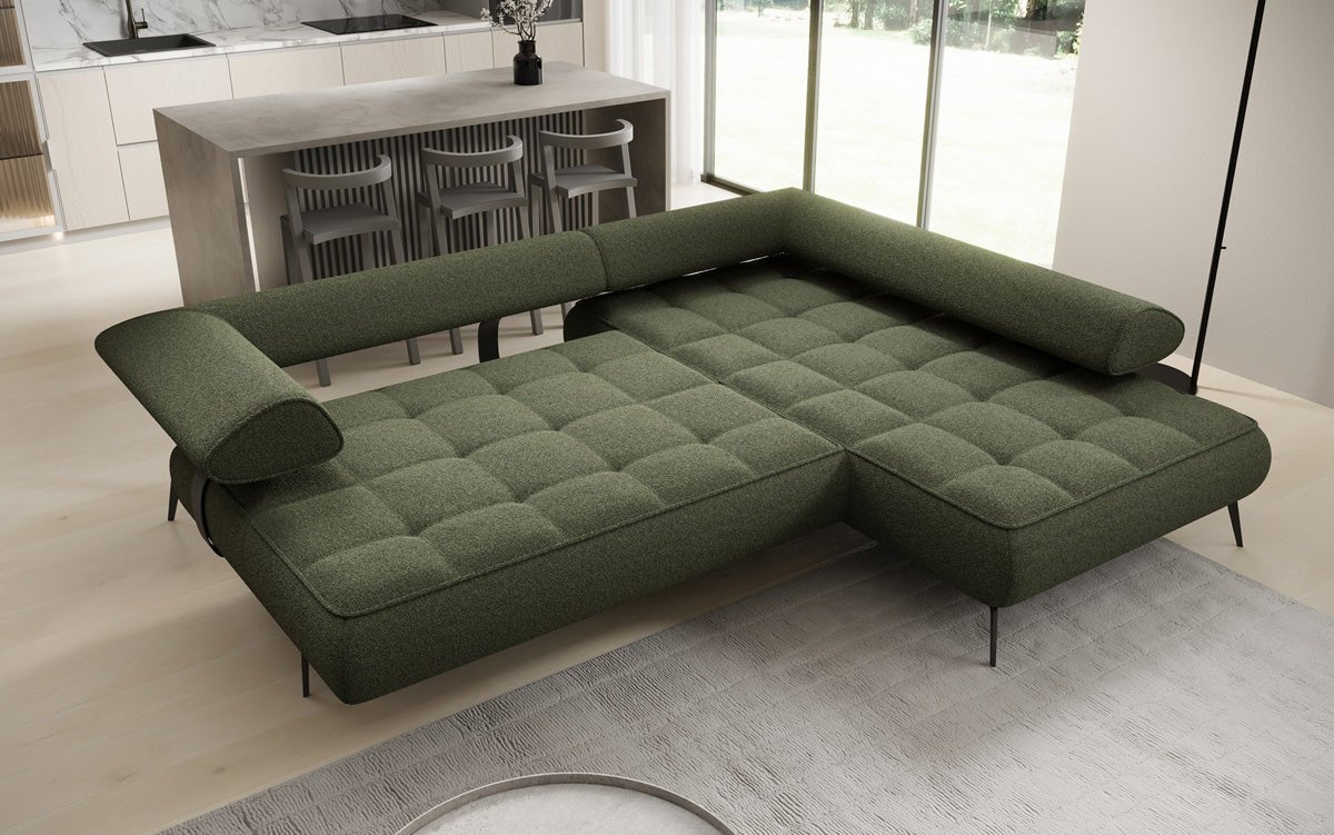 Luxuriöses Designer L-Sofa Sydney Bouclé mit Elektrischer Relaxfunktion & Stauraum