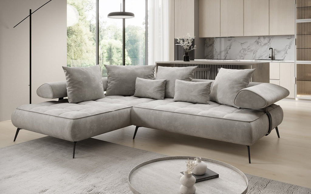 Elegantes Designer L-Sofa Sydney: Elektrische Schlaffunktion, Samtbezug, Großzügiger Stauraum