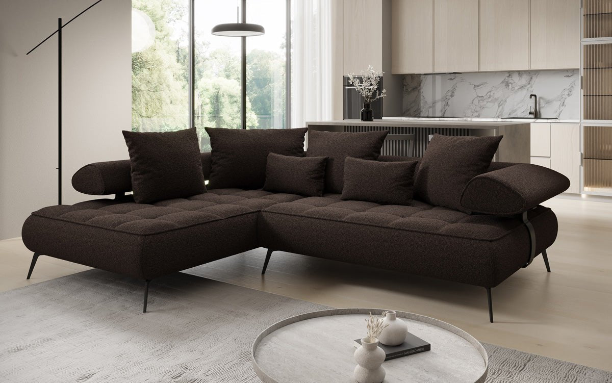 Luxuriöses Designer L-Sofa Sydney Bouclé mit Elektrischer Relaxfunktion & Stauraum