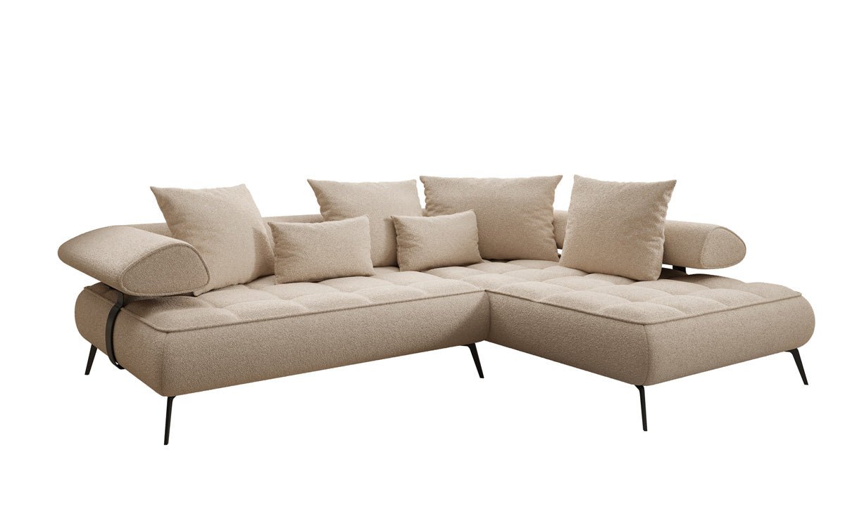 Luxuriöses Designer L-Sofa Sydney Bouclé mit Elektrischer Relaxfunktion & Stauraum