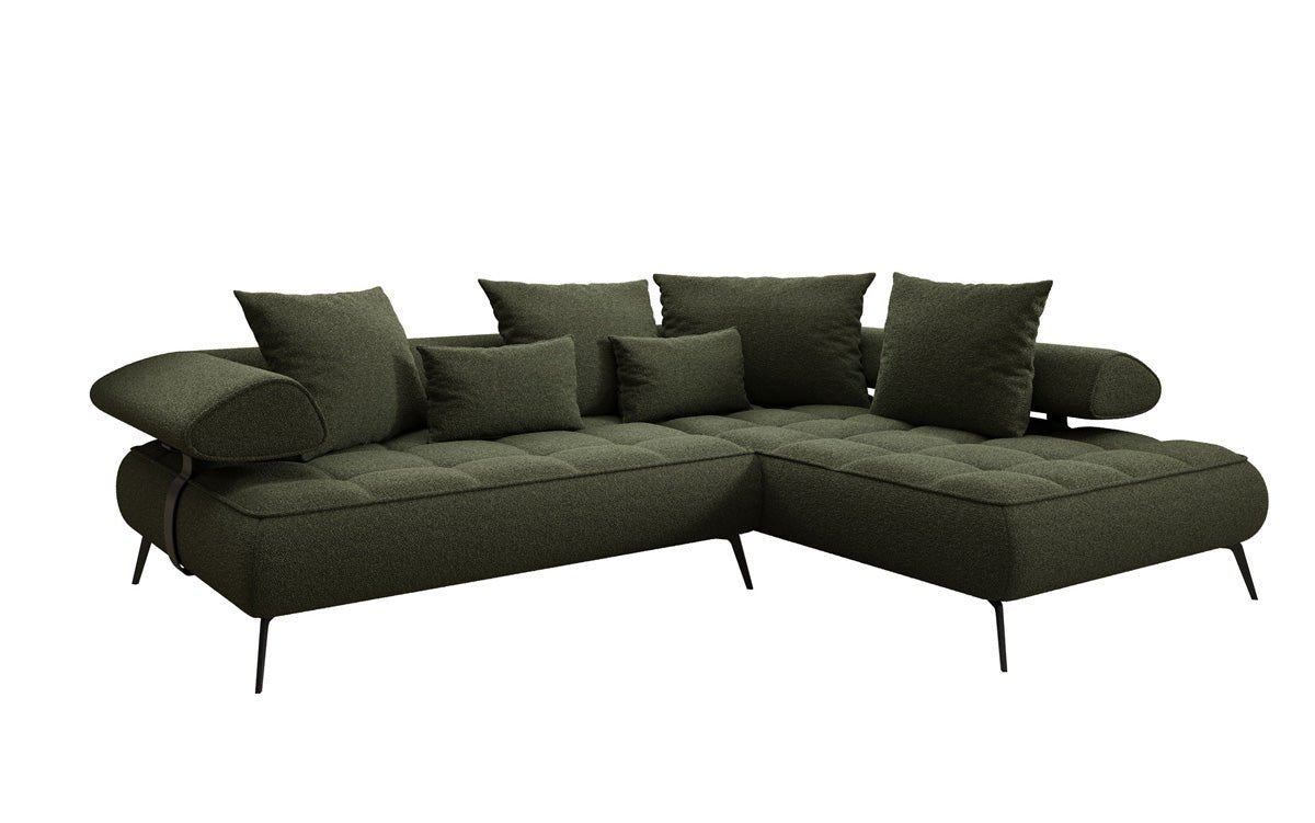 Luxuriöses Designer L-Sofa Sydney Bouclé mit Elektrischer Relaxfunktion & Stauraum