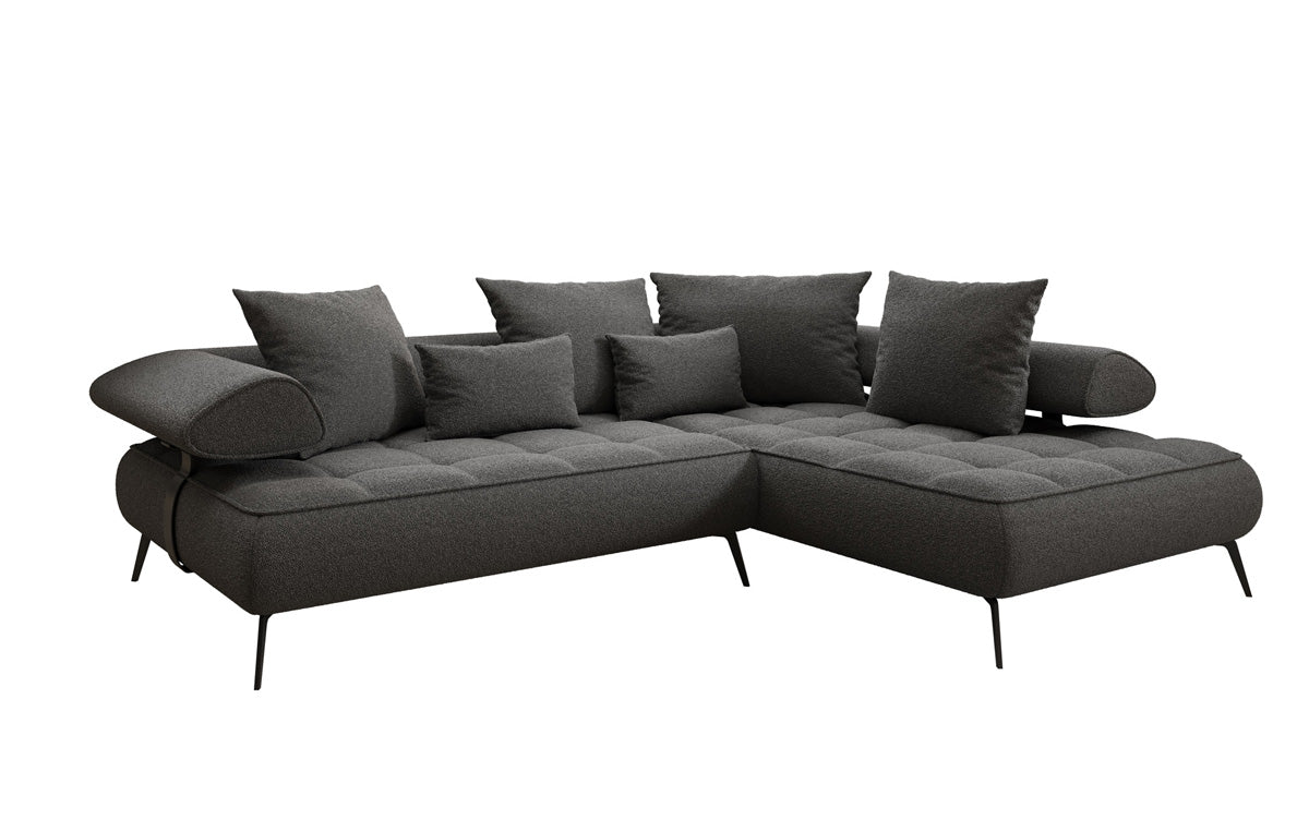 Luxuriöses Designer L-Sofa Sydney Bouclé mit Elektrischer Relaxfunktion & Stauraum