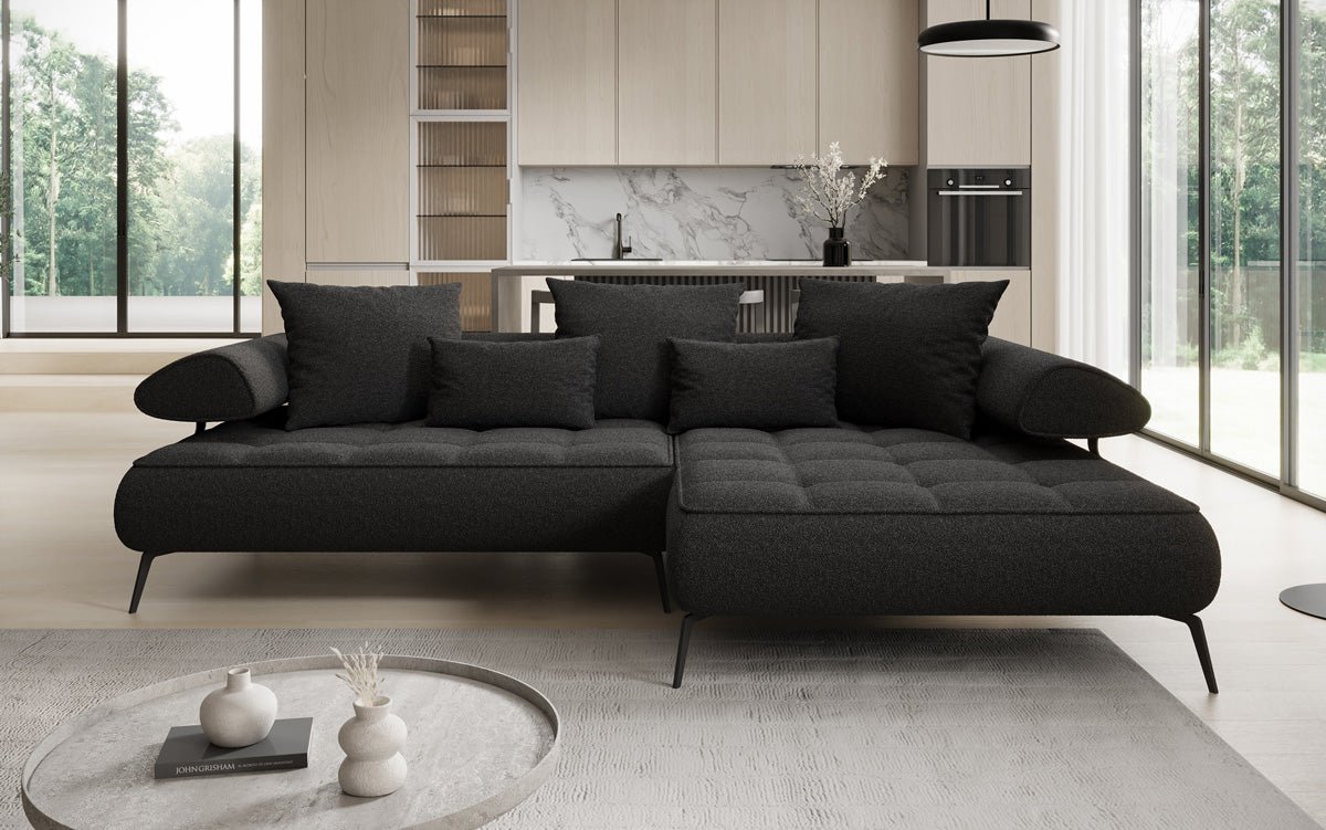 Modernes Bouclé Ecksofa Sydney L II: Elektrische Schlaffunktion, Stilvoll & Geräumig