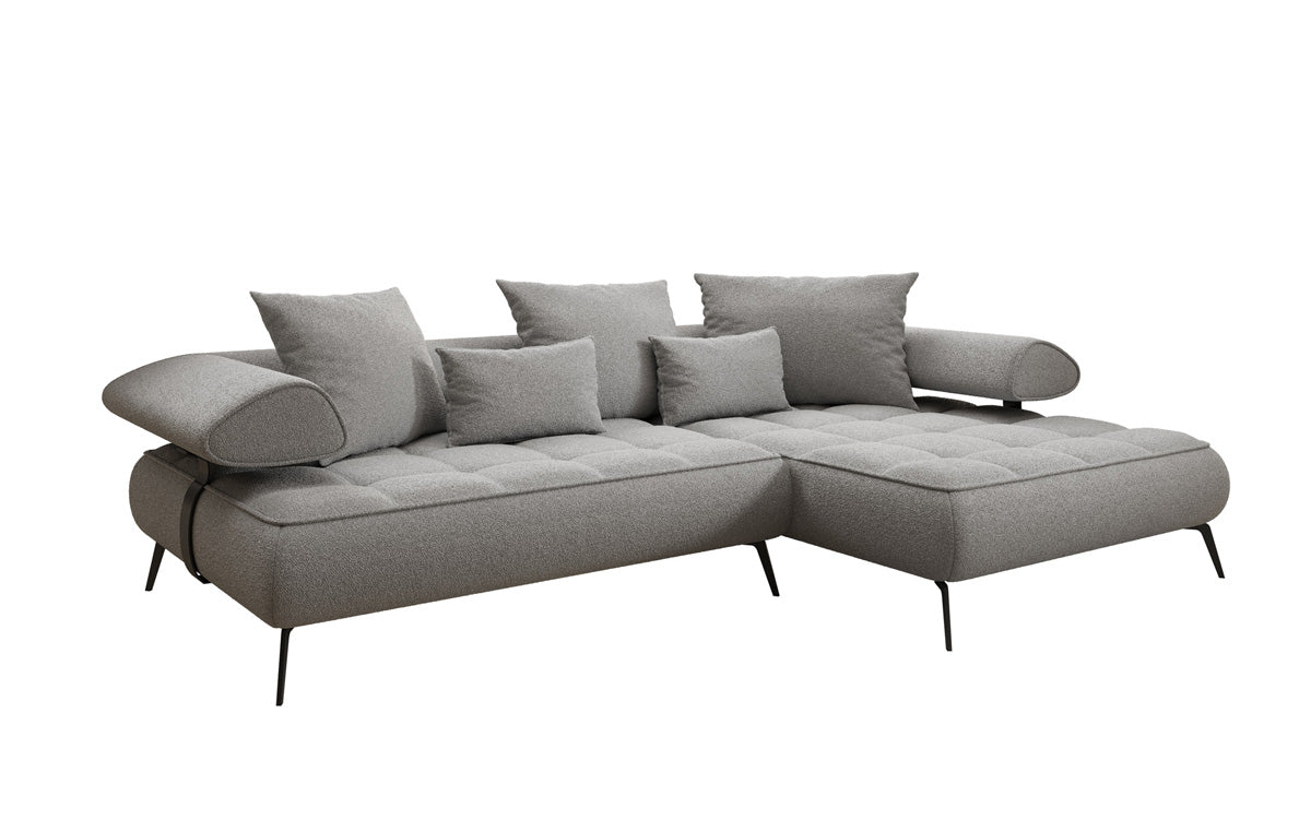 Luxus U-Sofa Sydney L mit elektrischer Schlaffunktion und Bouclé-Stoff