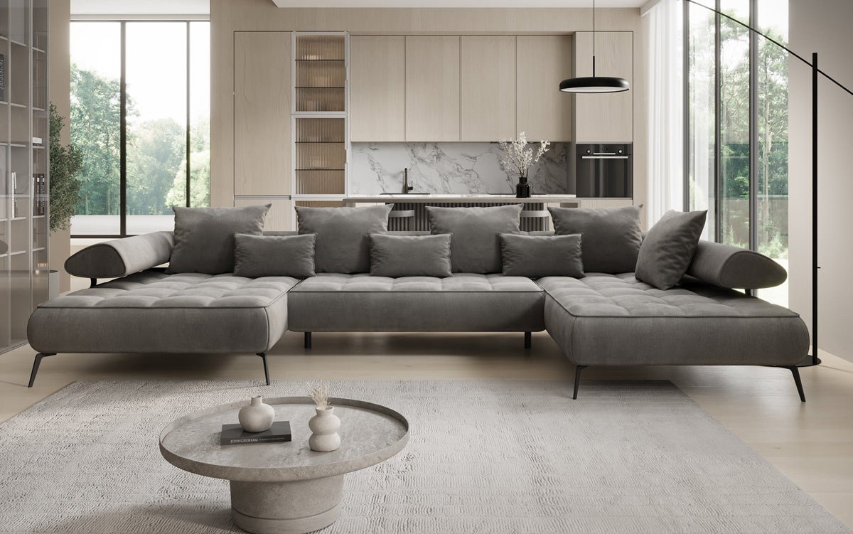 Luxuriöses Sydney U-Sofa aus Samt mit Elektrischer Schlaffunktion & Stauraum
