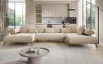 Lade das Bild in den Galerie-Viewer, Luxuriöses Designer U-Sofa Sydney mit elektrischer Schlaffunktion &amp; Bouclé-Stoff
