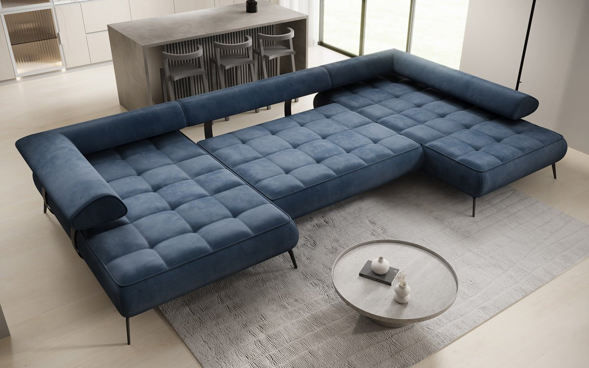 Luxuriöses Sydney U-Sofa aus Samt mit Elektrischer Schlaffunktion & Stauraum