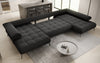 Luxuriöses Designer U-Sofa Sydney mit elektrischer Schlaffunktion & Bouclé-Stoff