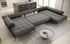 Luxuriöses Designer U-Sofa Sydney Bouclé – Elektrische Schlaffunktion, Stauraum, Höchster Komfort