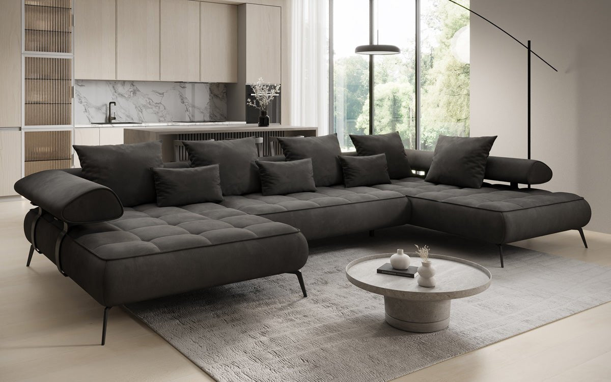 Luxuriöses Sydney U-Sofa aus Samt mit Elektrischer Schlaffunktion & Stauraum