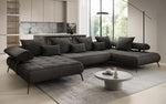 Lade das Bild in den Galerie-Viewer, Luxuriöses Sydney U-Sofa aus Samt mit Elektrischer Schlaffunktion &amp; Stauraum
