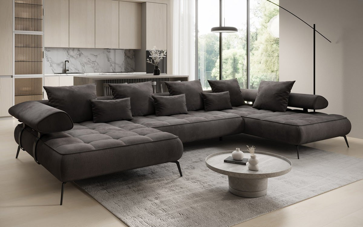 Luxuriöses Sydney U-Sofa aus Samt mit Elektrischer Schlaffunktion & Stauraum