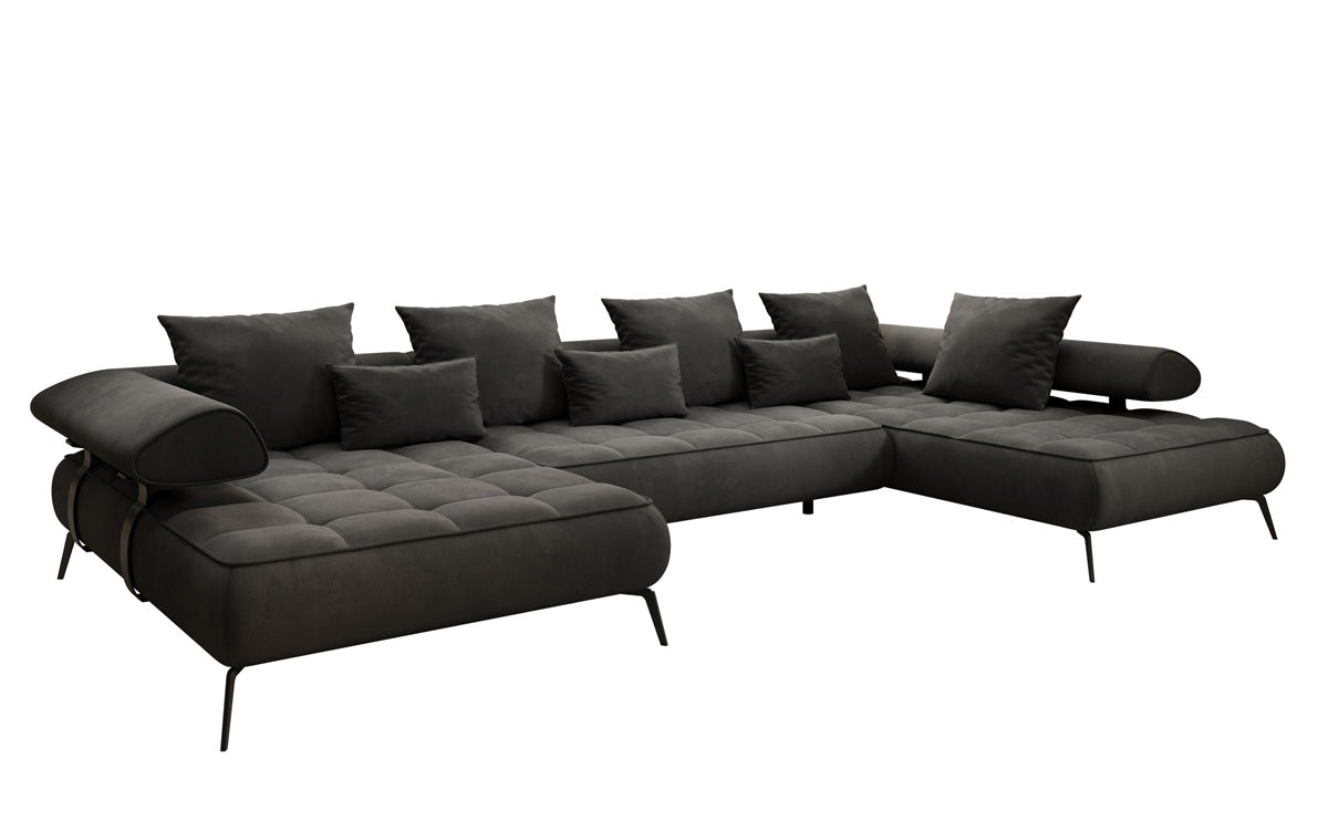 Luxuriöses Sydney U-Sofa aus Samt mit Elektrischer Schlaffunktion & Stauraum