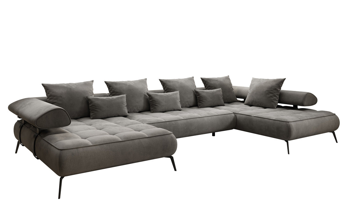 Luxuriöses Sydney U-Sofa aus Samt mit Elektrischer Schlaffunktion & Stauraum