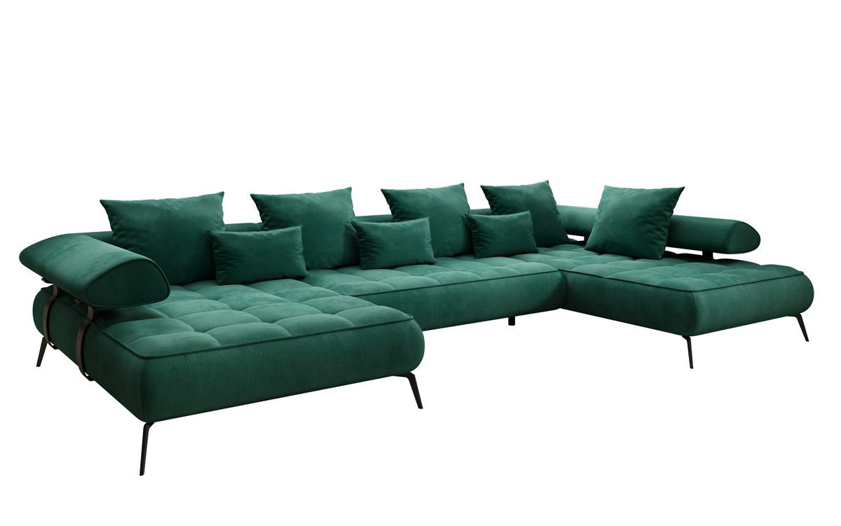 Luxuriöses Sydney U-Sofa aus Samt mit Elektrischer Schlaffunktion & Stauraum