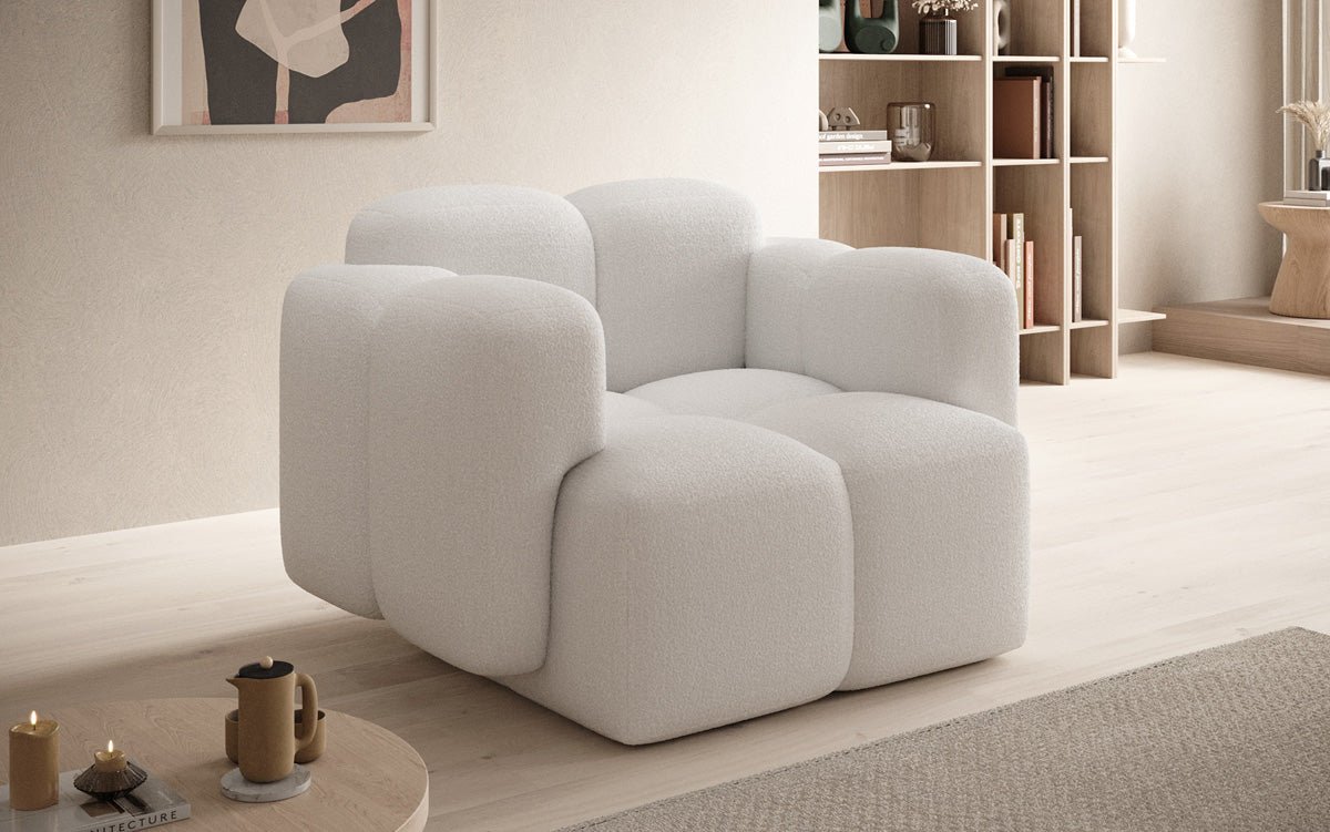 Exklusiver Designer Bouclé Sessel Celly – Stilvoller, Komfortabler Armlehnstuhl