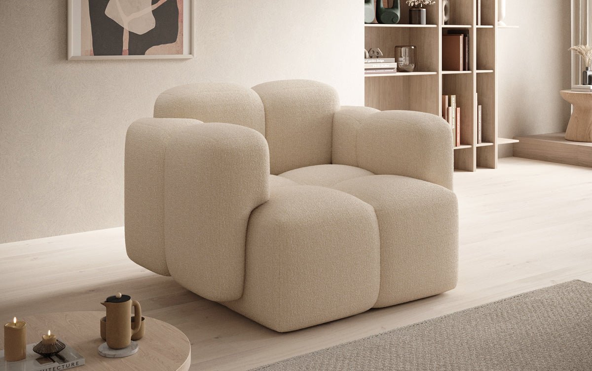Exklusiver Designer Bouclé Sessel Celly – Stilvoller, Komfortabler Armlehnstuhl