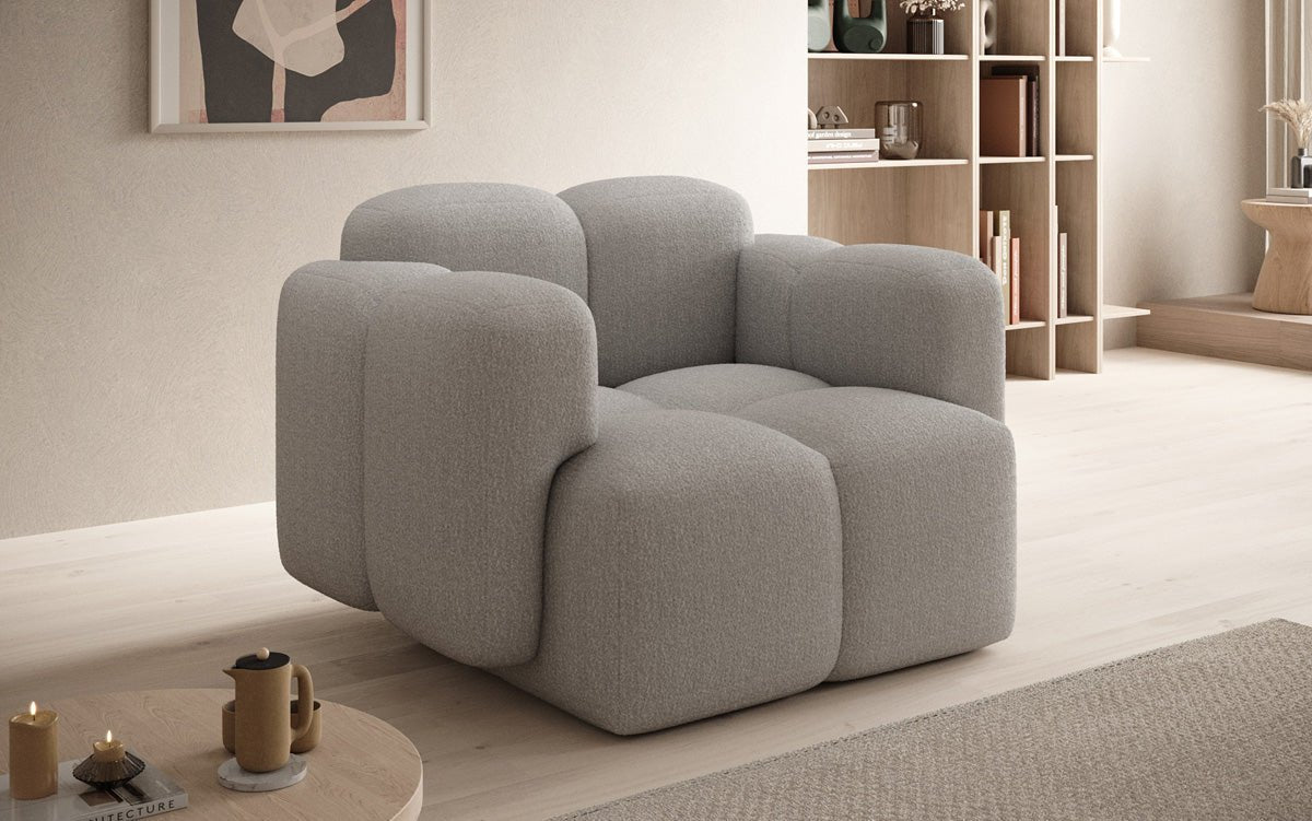 Exklusiver Designer Bouclé Sessel Celly – Stilvoller, Komfortabler Armlehnstuhl
