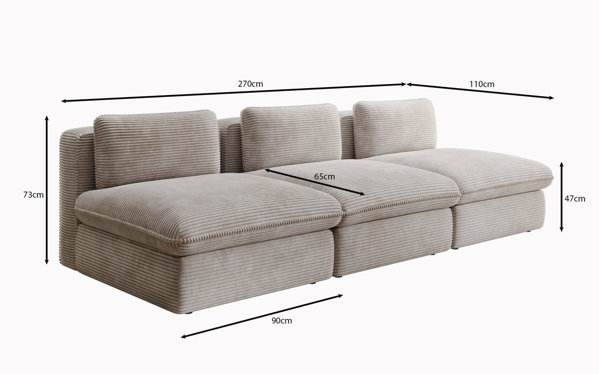 Luxuriöses Cord-Designer-Sofa Cuddle: Gemütlicher 3-Sitzer für modernes Wohnzimmer