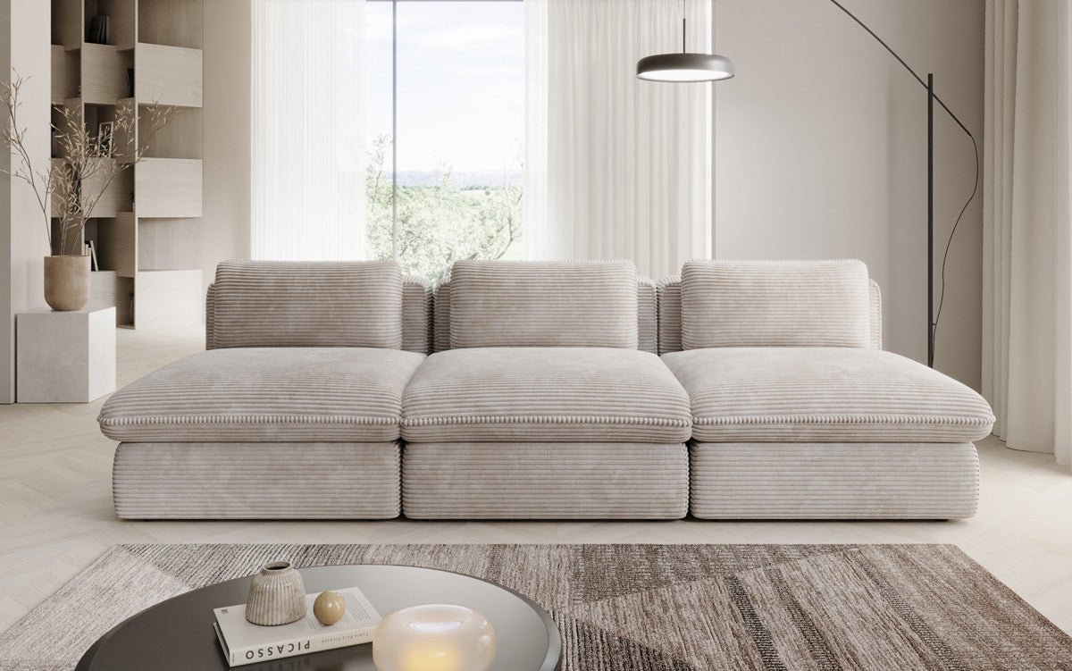 Luxuriöses Cord-Designer-Sofa Cuddle: Gemütlicher 3-Sitzer für modernes Wohnzimmer