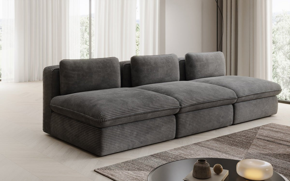 Luxuriöses Cord-Designer-Sofa Cuddle: Gemütlicher 3-Sitzer für modernes Wohnzimmer