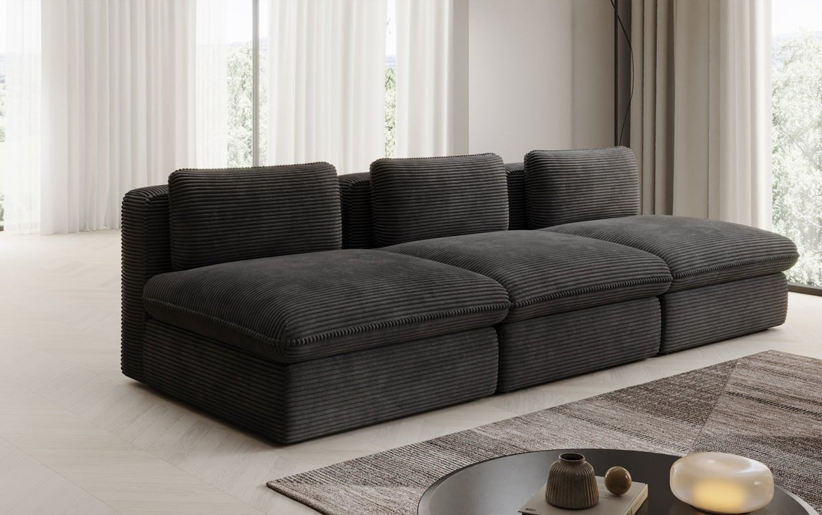 Luxuriöses Cord-Designer-Sofa Cuddle: Gemütlicher 3-Sitzer für modernes Wohnzimmer