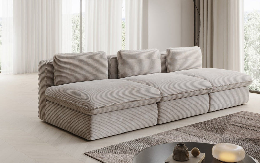 Luxuriöses Cord-Designer-Sofa Cuddle: Gemütlicher 3-Sitzer für modernes Wohnzimmer