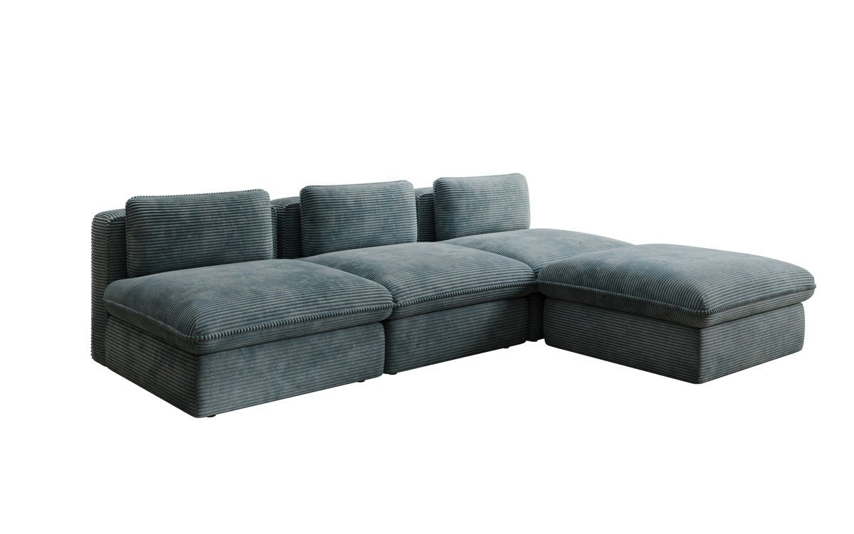 Gemütliches Designer L-Sofa Cuddle aus Cordstoff – Modernes Ecksofa Wohnzimmer