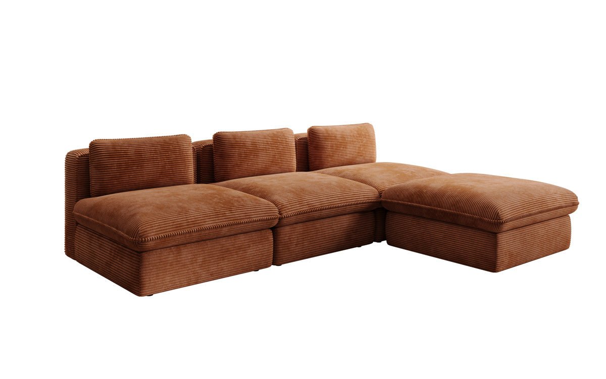 Gemütliches Designer L-Sofa Cuddle aus Cordstoff – Modernes Ecksofa Wohnzimmer