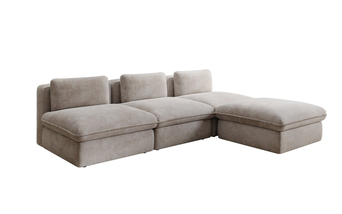 Gemütliches Designer L-Sofa Cuddle aus Cordstoff – Modernes Ecksofa Wohnzimmer