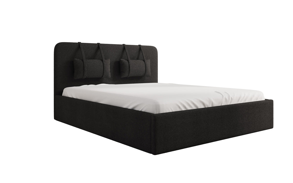 Luxuriöses Designer Polsterbett Alma mit Bouclé-Stoff und Stauraumfunktion