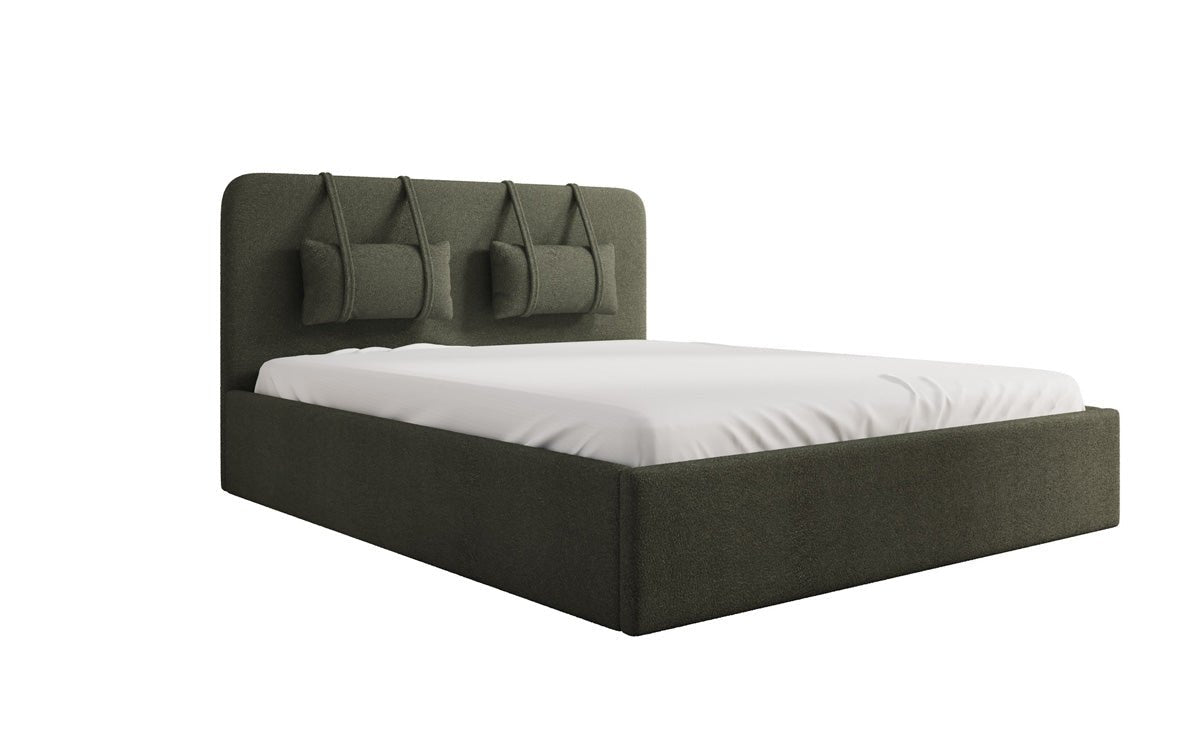 Luxuriöses Designer Polsterbett Alma mit Bouclé-Stoff und Stauraumfunktion
