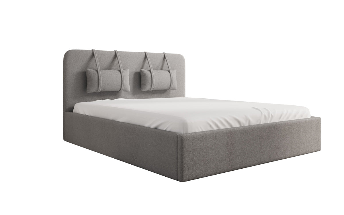 Luxuriöses Designer Polsterbett Alma mit Bouclé-Stoff und Stauraumfunktion