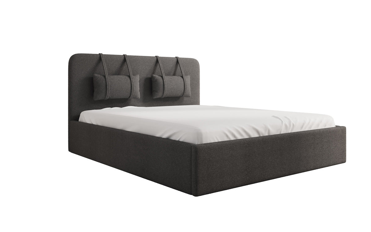 Luxuriöses Designer Polsterbett Alma mit Bouclé-Stoff und Stauraumfunktion