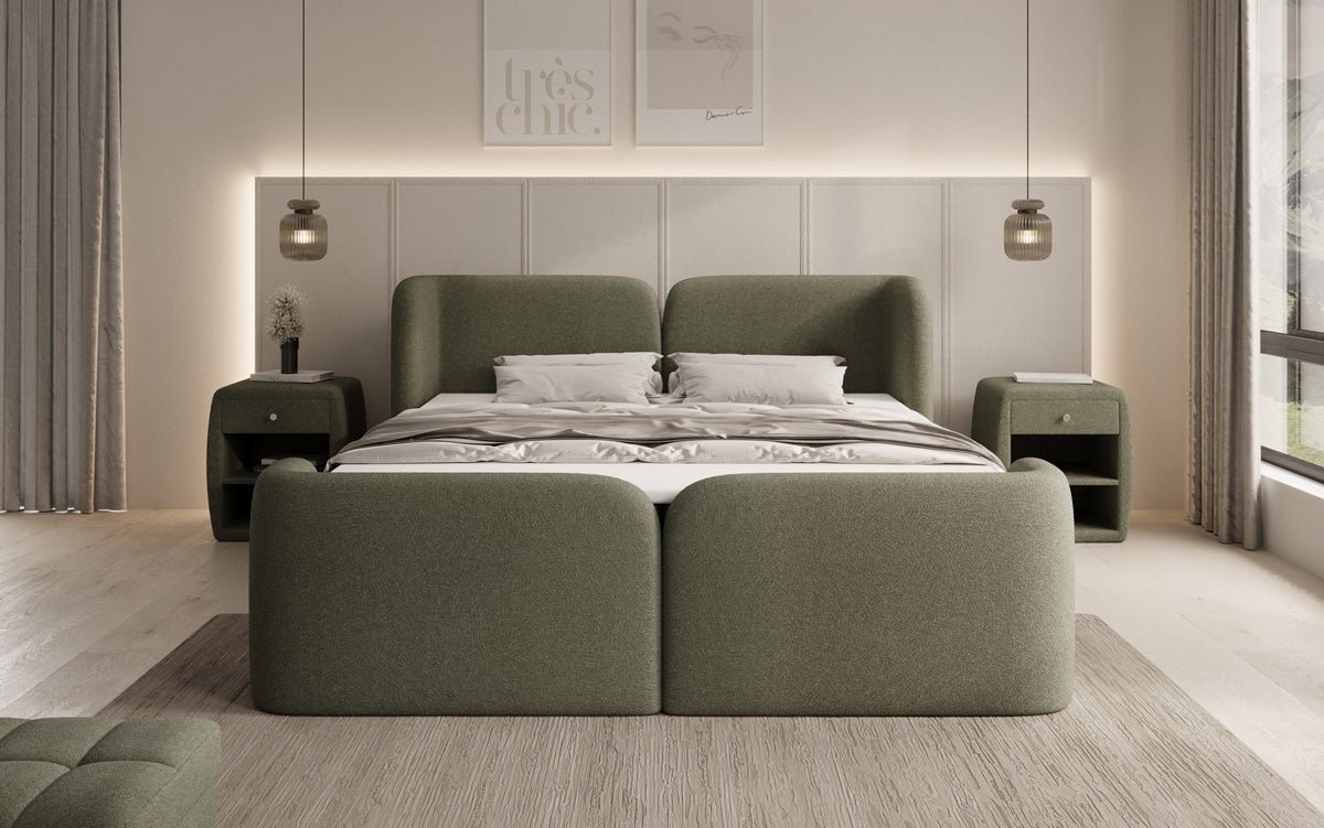 Riva Bouclé Boxspringbett mit Integriertem Stauraum – Luxuriöser Schlafkomfort und Elegantes Design