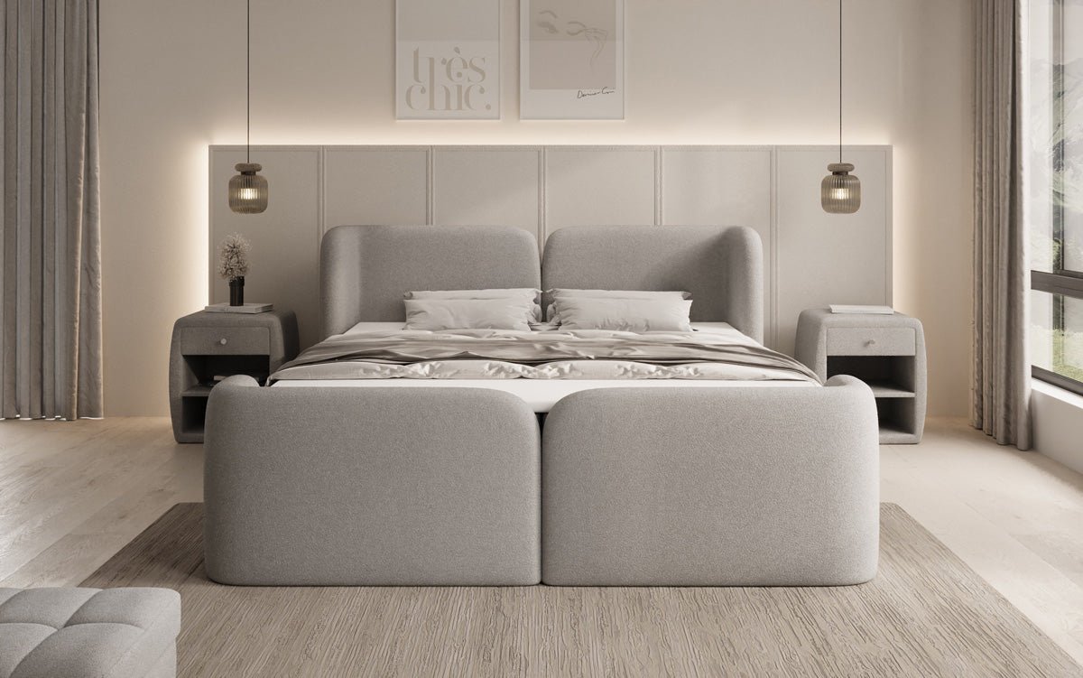 Riva Bouclé Boxspringbett mit Integriertem Stauraum – Luxuriöser Schlafkomfort und Elegantes Design