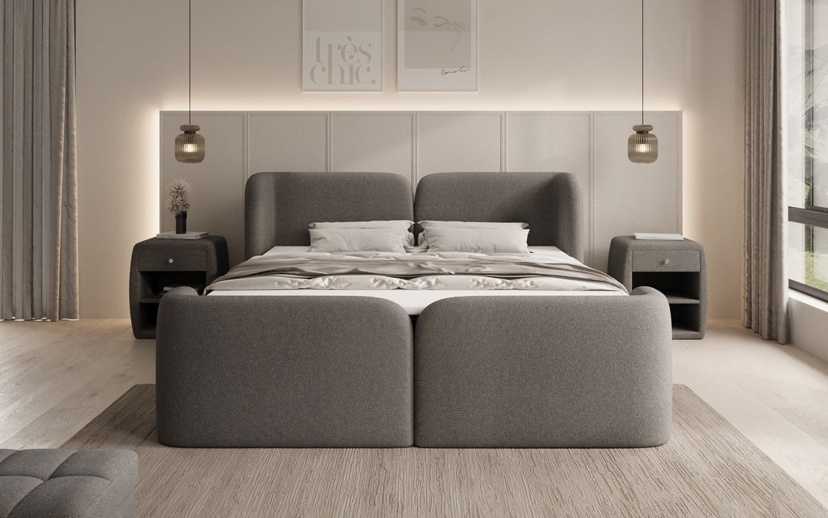 Riva Bouclé Boxspringbett mit Integriertem Stauraum – Luxuriöser Schlafkomfort und Elegantes Design